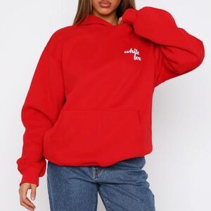 White Fox Not In The Mood Oversized Hoodie - Cherry Red |